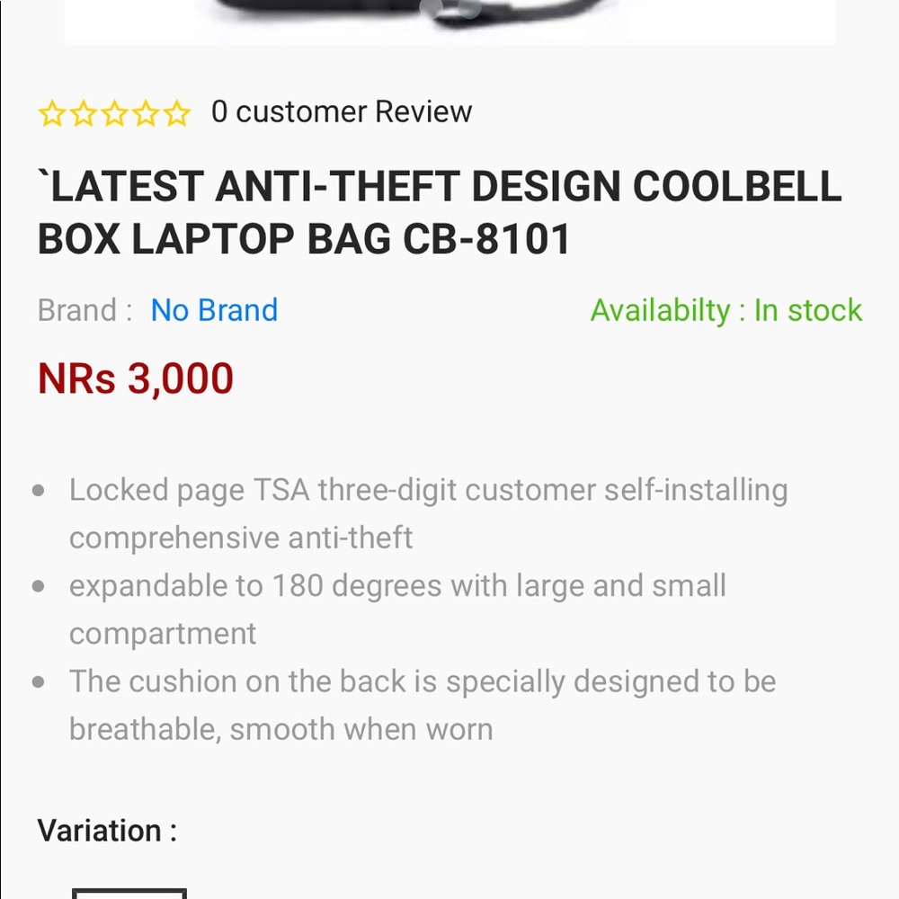 Cool bell Antitheft USB Port Back pack - Picture 2 of 10